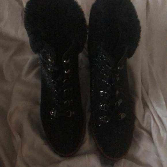 Nanette Lepore Sparkly Black Booties with Laces NWOT Sz 8.5 - Picture 3 of 10
